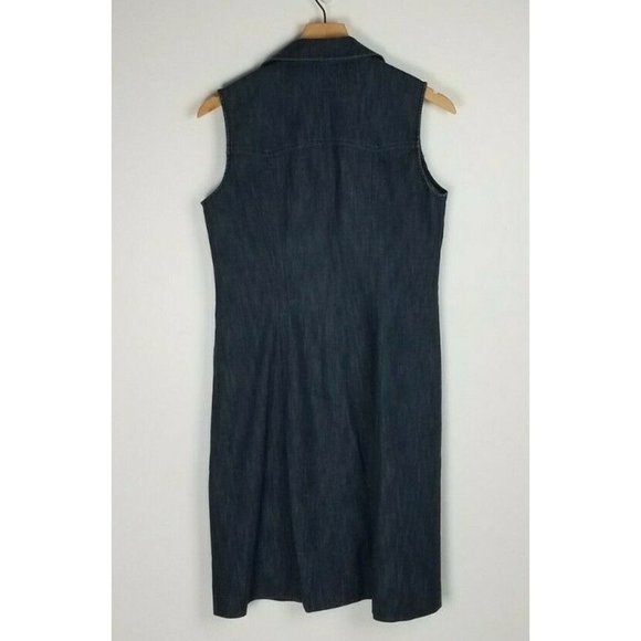 Claude Zana Paris Sz. M Denim Button Up Sleeveless Collared Short Dress - Picture 4 of 5